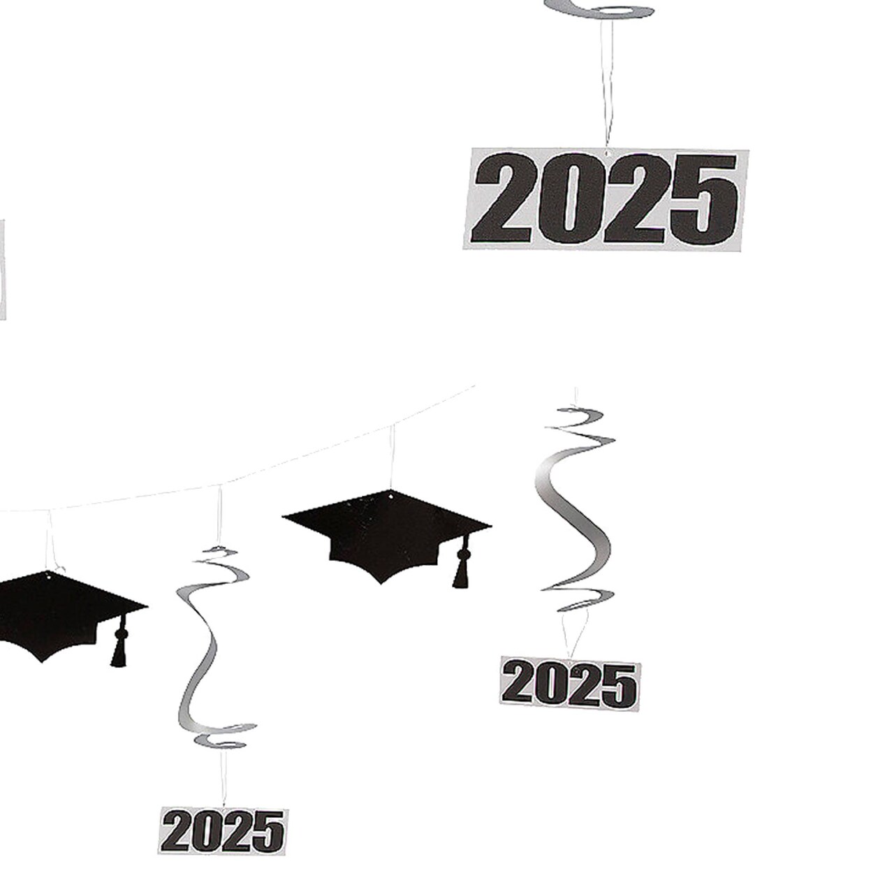 7 Ft 2025 Graduation Cap & Hanging Swirls Garland Ready to Hang Celebration Decor